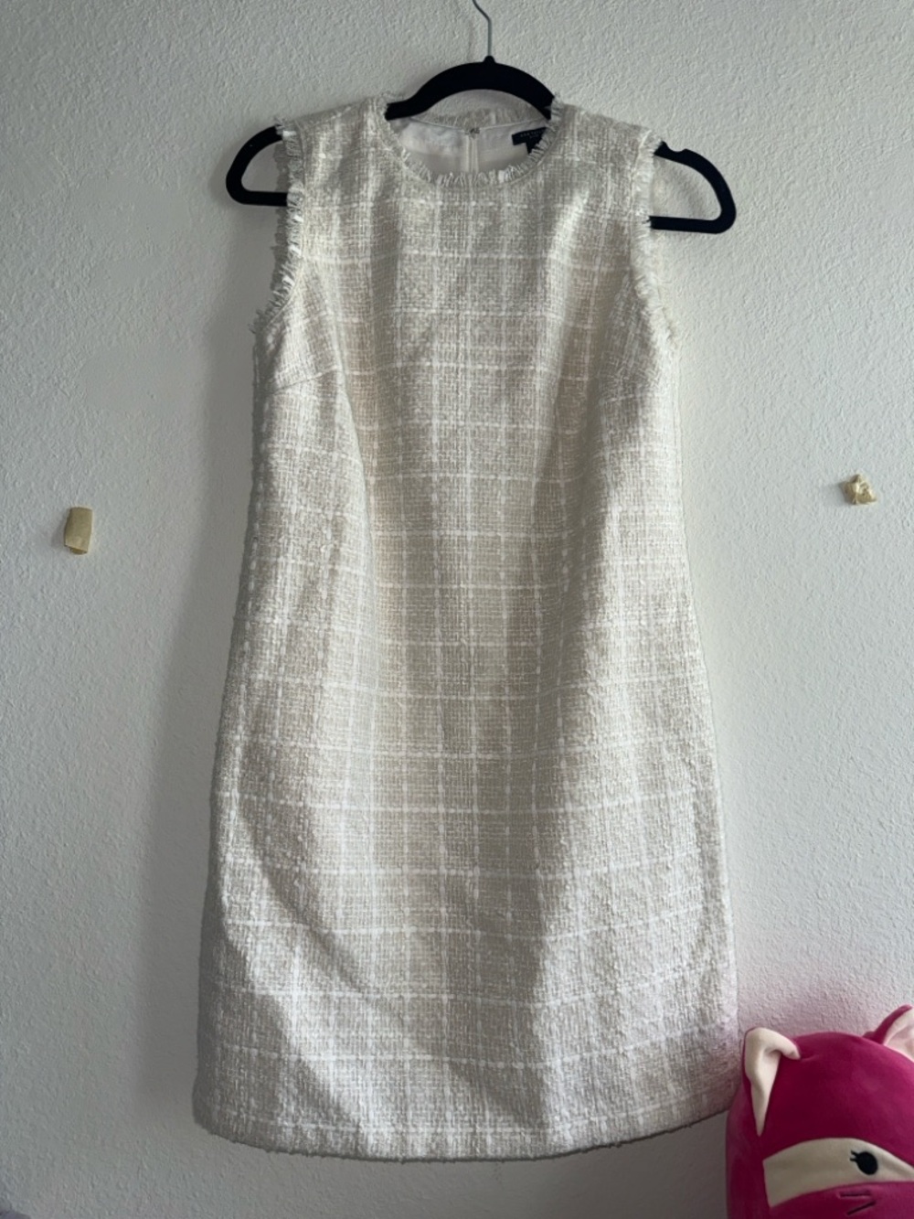 Ann Taylor Ivory Textured Tweed Sleeveless Shift Dress size 0P